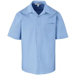 Mens Short Sleeve Micro Check Shirt Light Blue